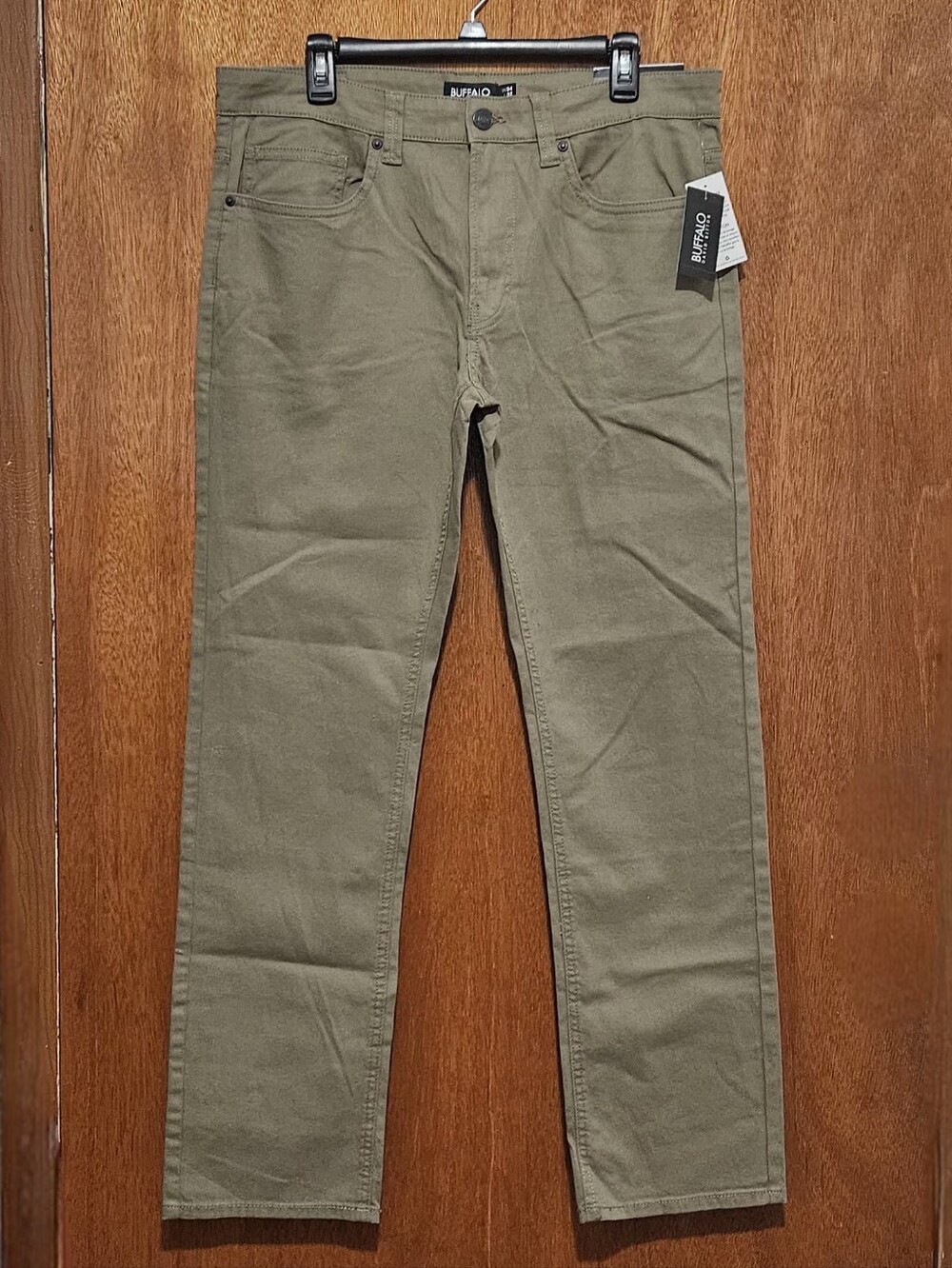 Buffalo David Bitton Six Straight Jeans Mens Olive Green Stretch Denim Size34x32